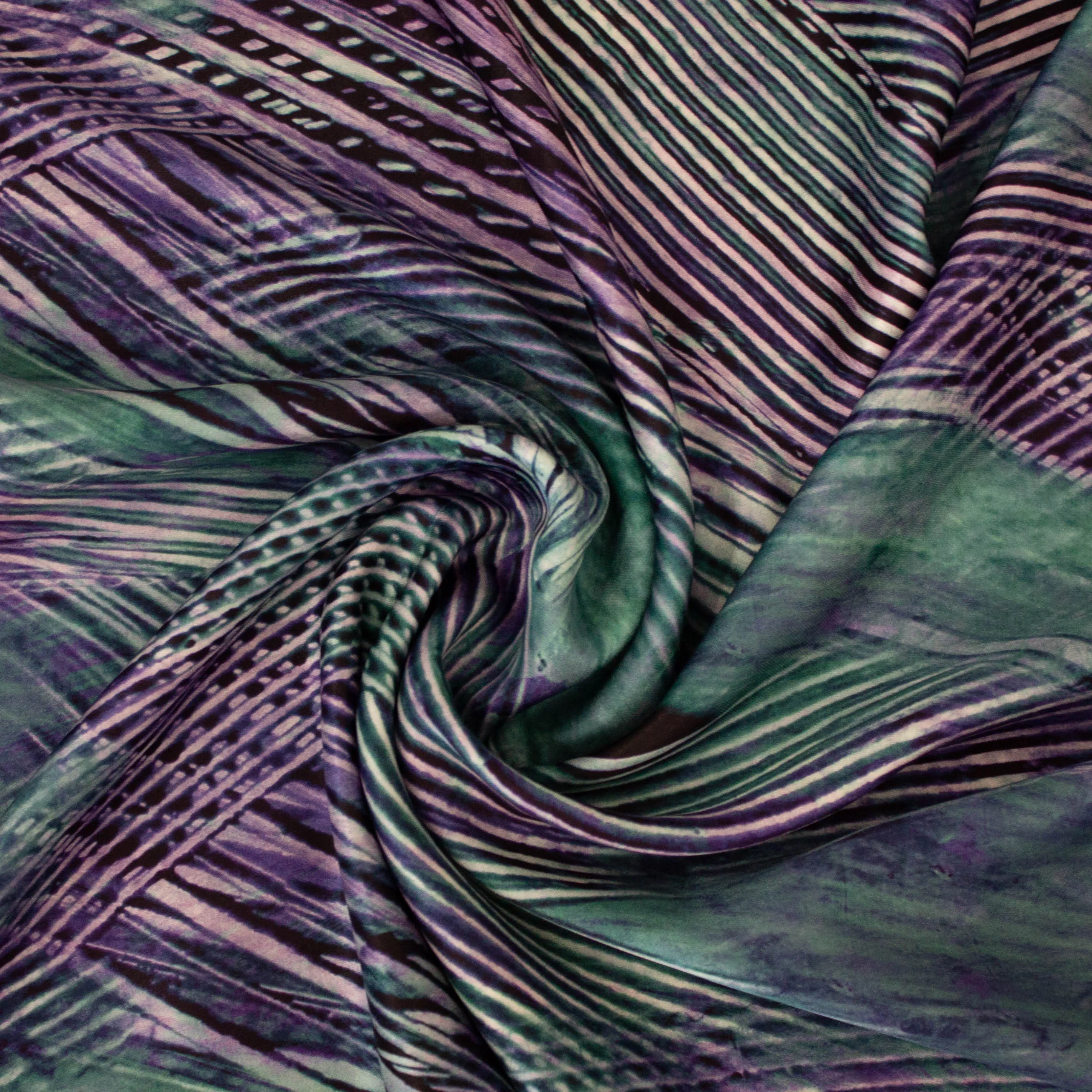 Zijde viscose mengeling blauw met strepen - Alta Moda